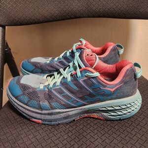 Hoka One One Teal and Coral Athletic Shoes